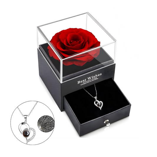 Rosa Eterna En Joyero y Collar